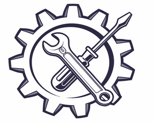 Professional wrench screwdriver gear icon transparent background