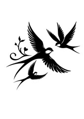 a black silhouette vector icon of flying birds