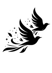 a black silhouette vector icon of flying birds