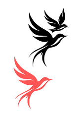 Fototapeta premium a black silhouette vector icon of flying birds