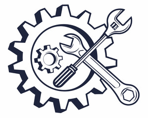 Professional gear wrench screwdriver tools isolated cutout