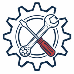 Obraz premium Gear wrench screwdriver repair maintenance tools icon