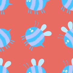 Kids seamless bee pattern for fabrics and packaging and gifts and cards and linens and wrapping paper