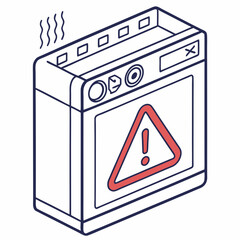 Overheating appliance warning sign isometric illustration