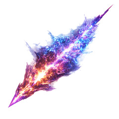 A Glowing Plasma Core Arrow with Gamma Ray Bursts Isolated on Transparent Background