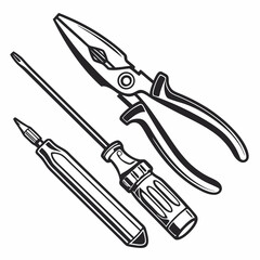 Classic tools screwdriver pliers repair maintenance