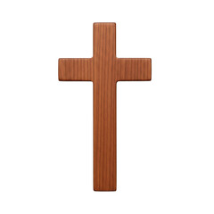 Wooden Christian cross symbol isolated on transparent

