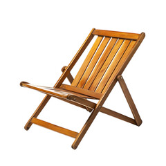 Elegant Minimalist Wooden Beach Chair Isolated on Transparent Background