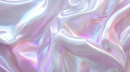 Fototapeta premium Delicate translucent holographic silk effect against a solid white background.
