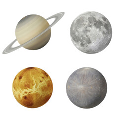 Planet and moon set isolated on transparent background  © PNG Lab