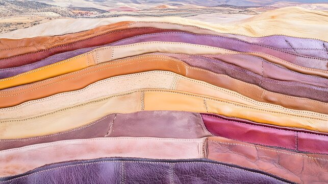 Abstract Leather Landscape,  Multicolored Leather Layers Texture Background