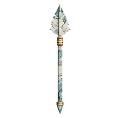 A Sleek Marble Arrow with Turquoise Veining Morocca Isolated on Transparent Background