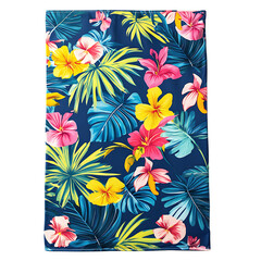 Tropical Beach Towel with Expansive Exotic Prints Isolated on Transparent Background