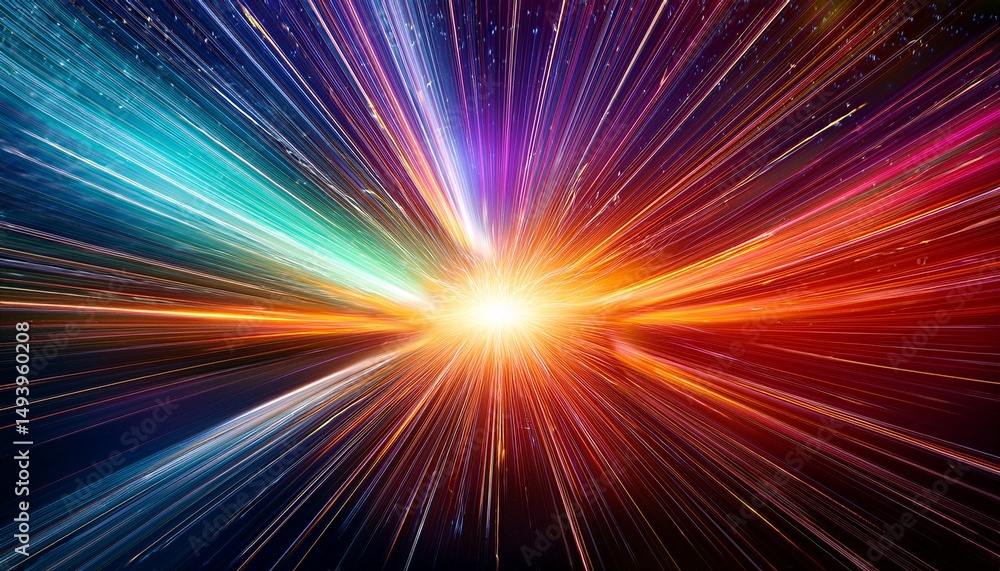 Wall mural dynamic burst of colorful lights in space
