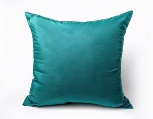 teal pillow isolated on pure white background for home decor and design projects
