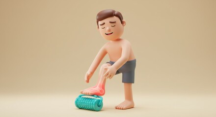 Child Using Foam Roller for Foot Pain Relief and Flexibility Improvement