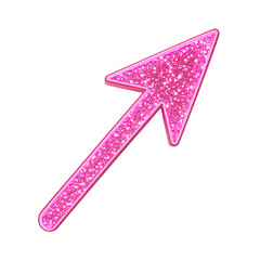 A Glowing Neon Pink Arrow with Glitter Effects Part Isolated on Transparent Background