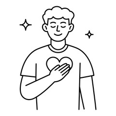 Happy man icon in line style. Happiness icon in line style. Mental health and mental illness icons