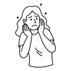 Worried woman icon in line style. Scared woman icon in line style. Icons about mental health and mental illness