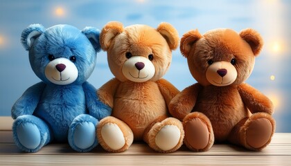 three adorable plush teddy bears in different colors perfect for comfort and companionship