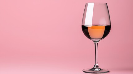 Ros? Wine in Glass on Pink Background