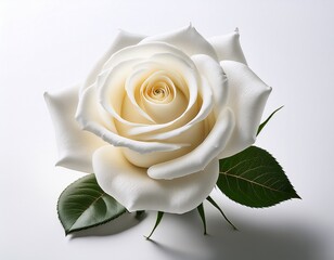 single white rose isolated on pure white background for elegant floral branding