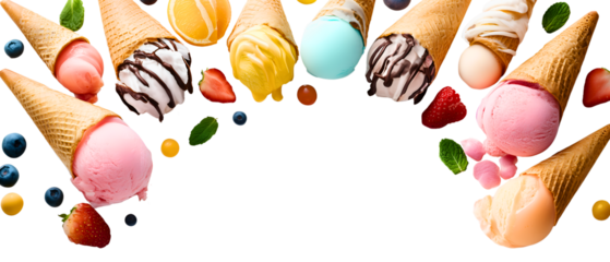 tasty ice cream frame isolated over white (transparent) background; copy space