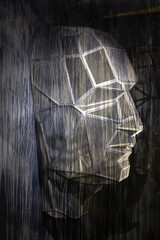 Scenery in the form of a model of a human head in a futuristic style