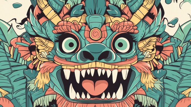 MASQUE BARIOL&Eacute; STYLIS&Eacute;, CR&Eacute;ATURE MYTHOLOGIQUE FANTAISISTE