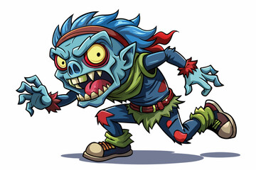 Vector illustration of Cartoon zombie on white isolated background