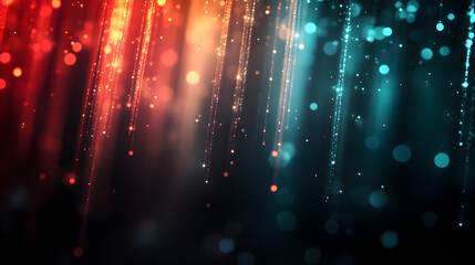 Vibrant Colorful Glowing Particles and Streaming Lines in Abstract Dark Space for Futuristic Digital Art and Technology Visuals