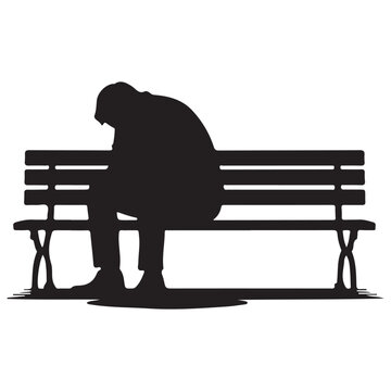 recommend clip art: a silhouette of a man sitting on bench