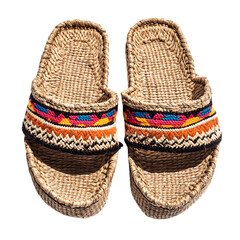 Bohemian Espadrille Sandals with Hand Woven Pattern Isolated on Transparent Background