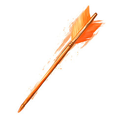 Artistic Arrow with Vivid Brush Strokes in Apricot Isolated on Transparent Background