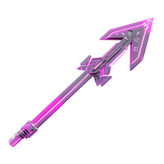 Futuristic Arrow with Innovative Details in Neon Pu Isolated on Transparent Background