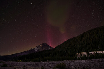 Aurora Borealis and Stars over Mount Hood