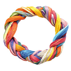 Vibrant Woven Anklet with Chunky Multicolored Thread Isolated on Transparent Background