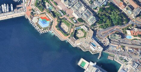High-Resolution Aerial View of a Mediterranean Coastal City with a Large Marina