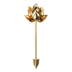 A Satin Gold Arrow with Lotus Petals Buddhist Purit Isolated on Transparent Background