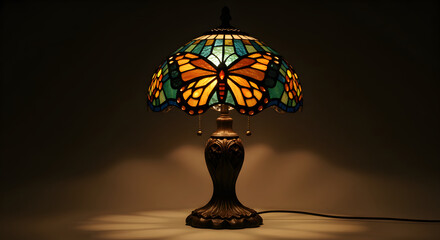 Stunning Tiffany Style Lamp With Butterfly Design Illuminating The Darkness