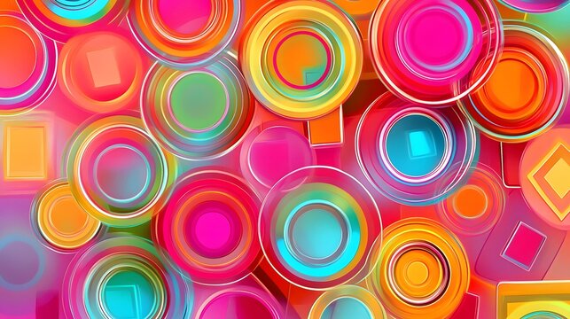 Vibrant Colorful Abstract Circles and Shapes Background