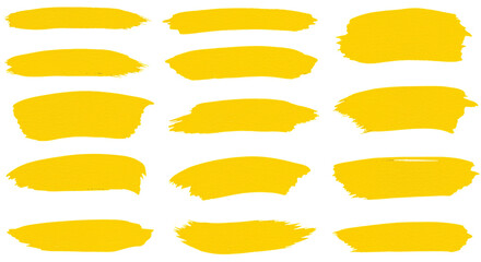 Obraz premium Diverse strokes of bold yellow paint evoke energy and creativity ready to add vibrant accents on transparent background