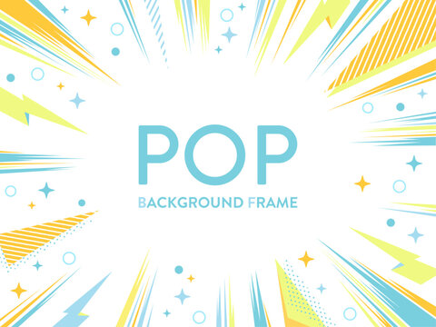 Fototapeta ポップでかわいい、背景フレームイラスト（ 夏　メンフィス　バナー　セール　アメコミ　見出し　タイトル ）