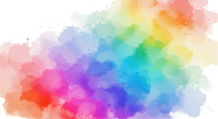 A vibrant cascade of watercolor hues blending joyfully celebrating pride and diversity on a on transparent background