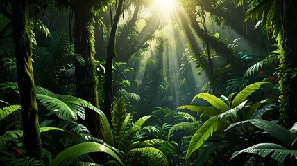 Green prehistoric jungle