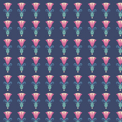 Stylized lily flower pattern in classic style.eps
