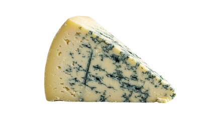 An appetizing wedge of blue cheese with striking blue veins ready for a cheese board on a on transparent background