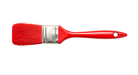 A vibrant red paintbrush lies ready a tool for transformation and creativity on a pure black on transparent background
