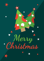 Vertical minimalist Merry christmas card Vector