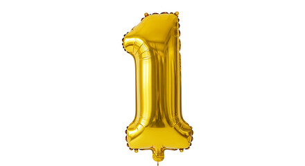 Announcing a First Birthday A gleaming gold number one balloon soaring high celebrating life s on transparent background